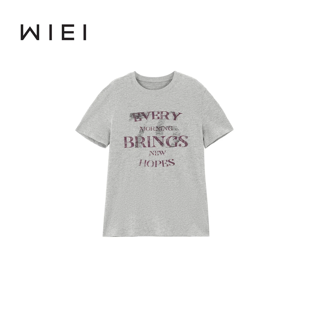 《WI EI》字母T*荃棉舒适通勤 休闲美式字母印花短袖T W25300129