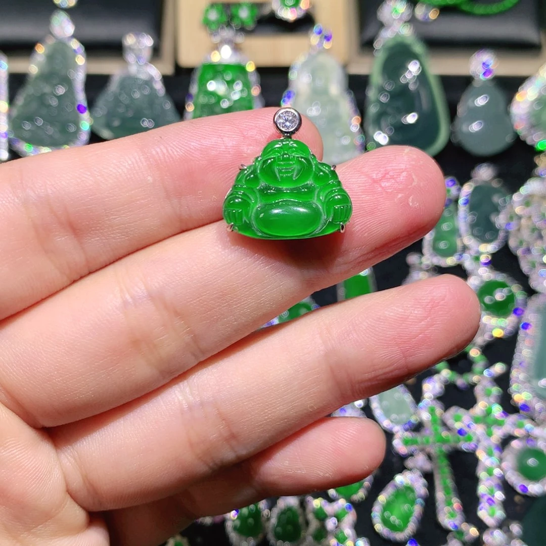 翡翠银S925镶嵌吊坠(赠链)