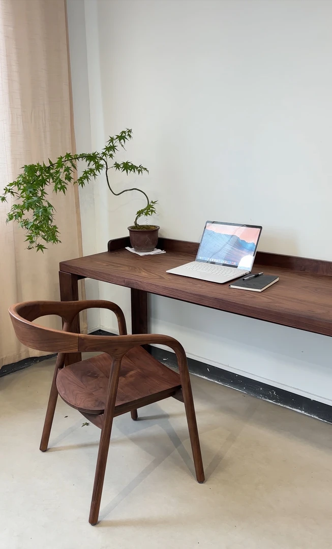 （定金拍下无效）Sup级北美黑胡桃木围挡极简书桌/办公桌定制