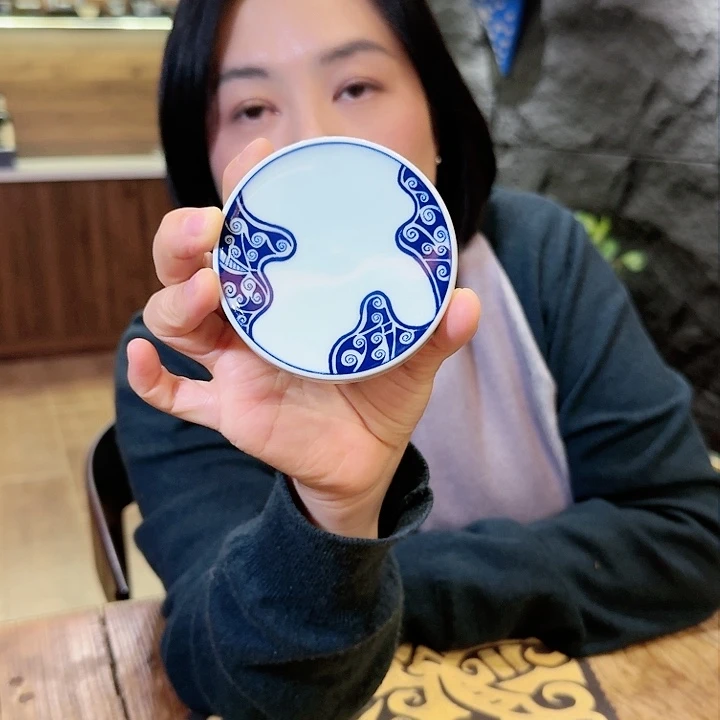紫砂茶壶衣者盖置 青花