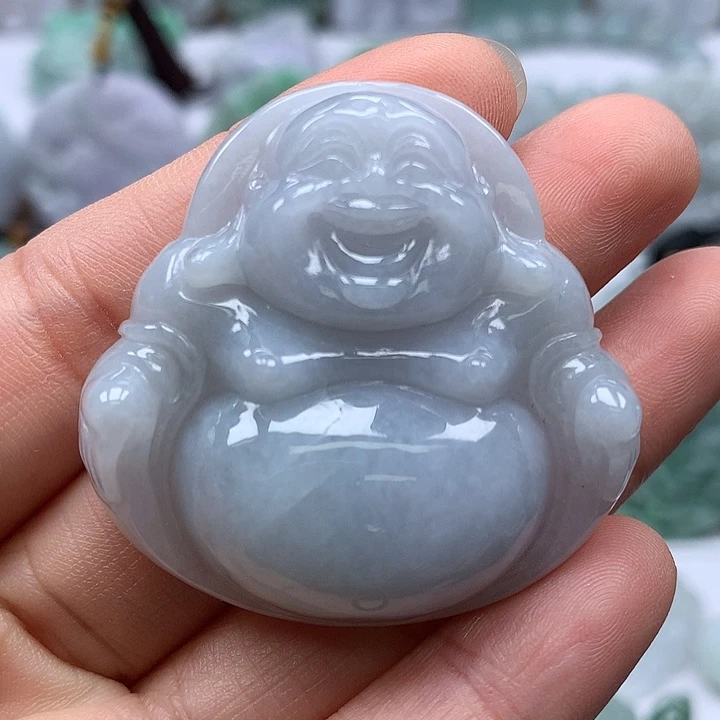 翡翠未镶嵌颈饰笑福佛卡厚装10+有石纹裂介意勿拍