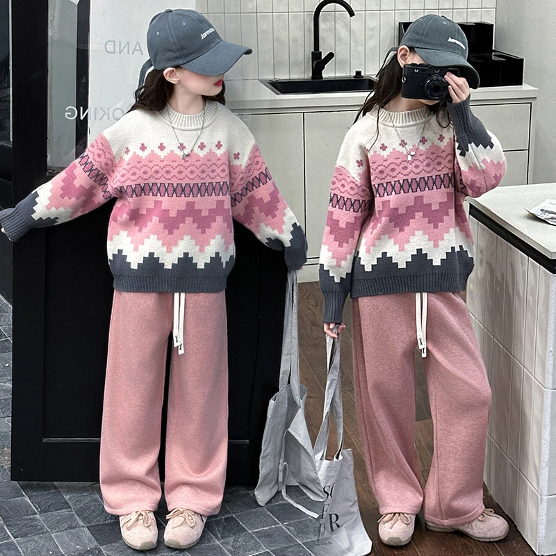 女童毛衣秋冬新款针织套头装中大童2025新款儿童时髦洋气休闲冬装