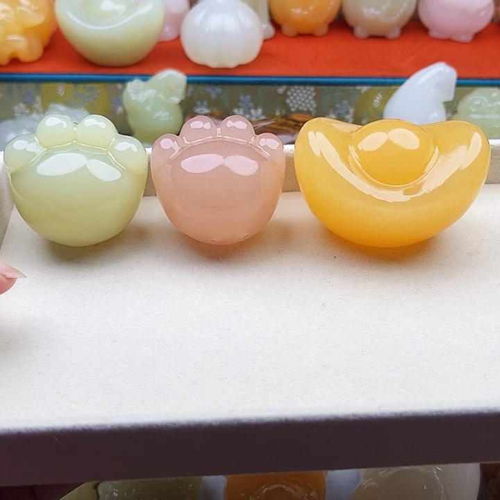 笑***林石材猫爪元宝手把