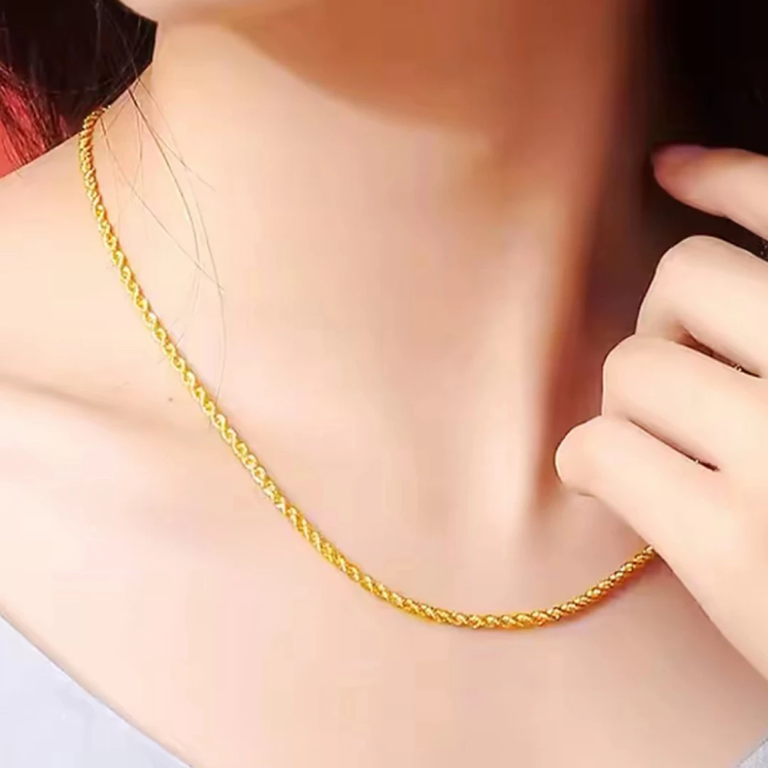 不锈钢项链 青措严选新款款镀铜合金麻花3mm扣细新款