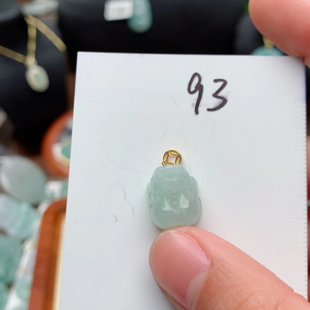 翡翠颈饰银S925镀金镶嵌吊坠