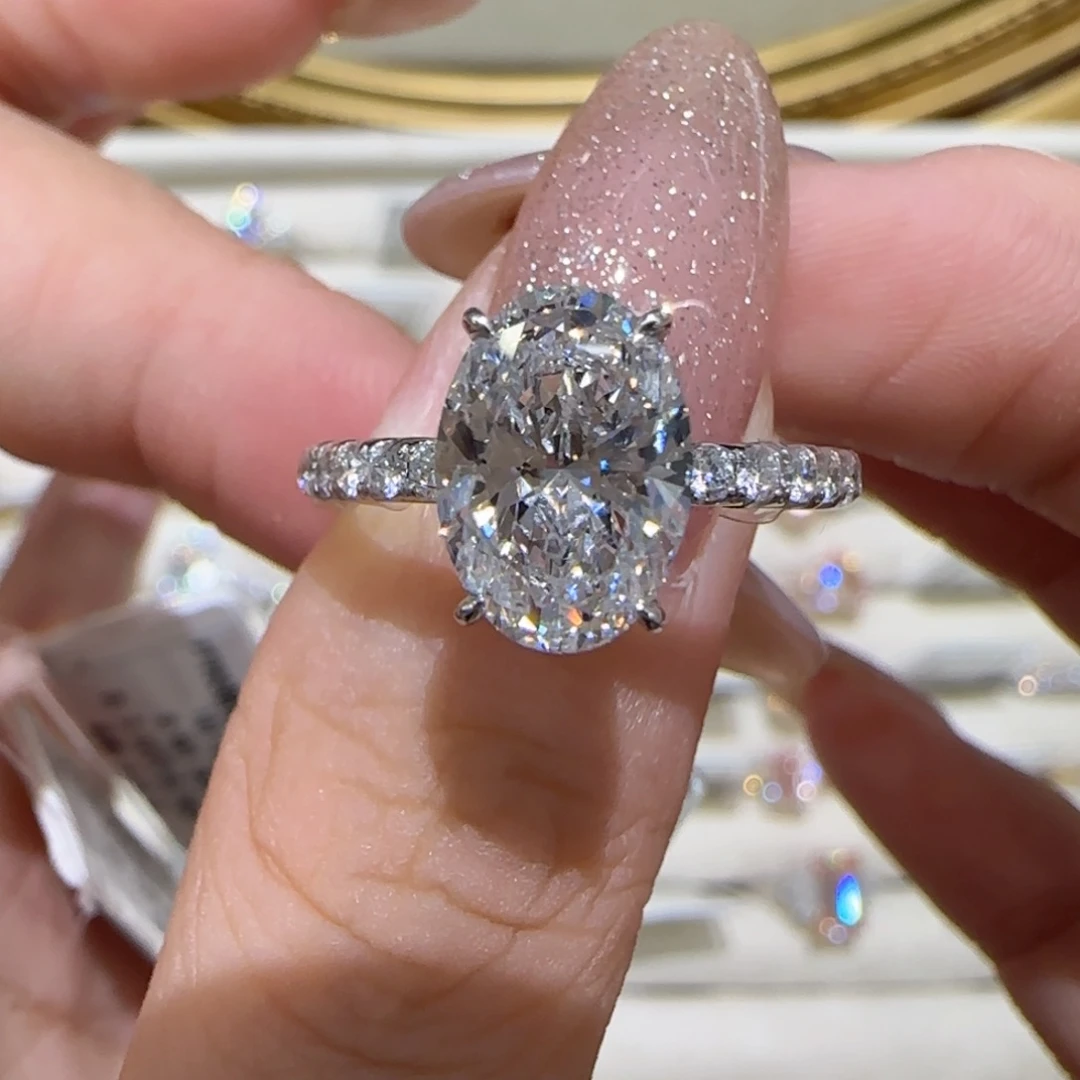 铂Pt950镶嵌实验室培育钻石带钻海莉2卡igi双证