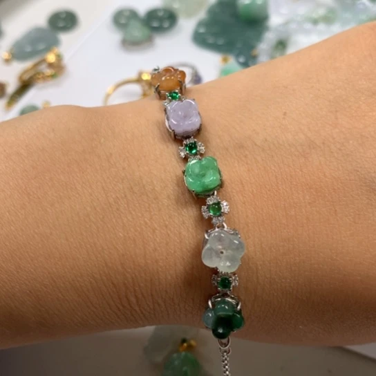 翡翠颈饰银S925镀金镶嵌翡翠