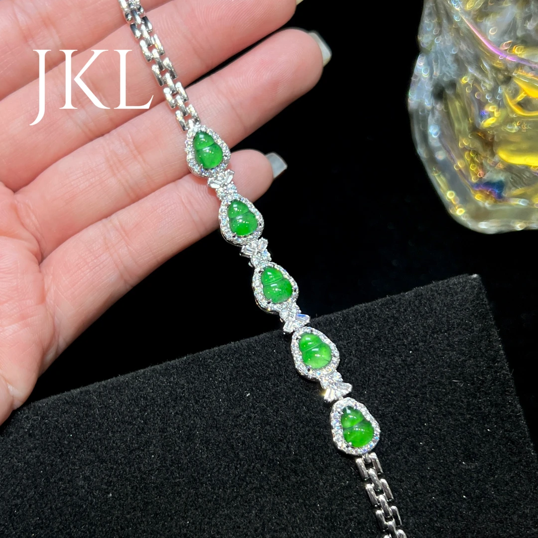 【红旭玉麟】天然翡翠A货满绿葫芦手链 多样性发一件