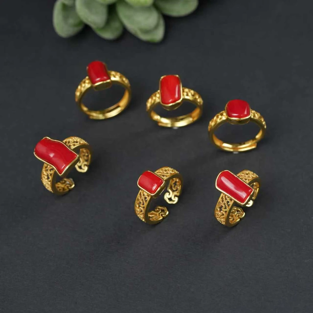 【琪琪专属】阿卡珊瑚随形戒指-D1040WH-多样性发一