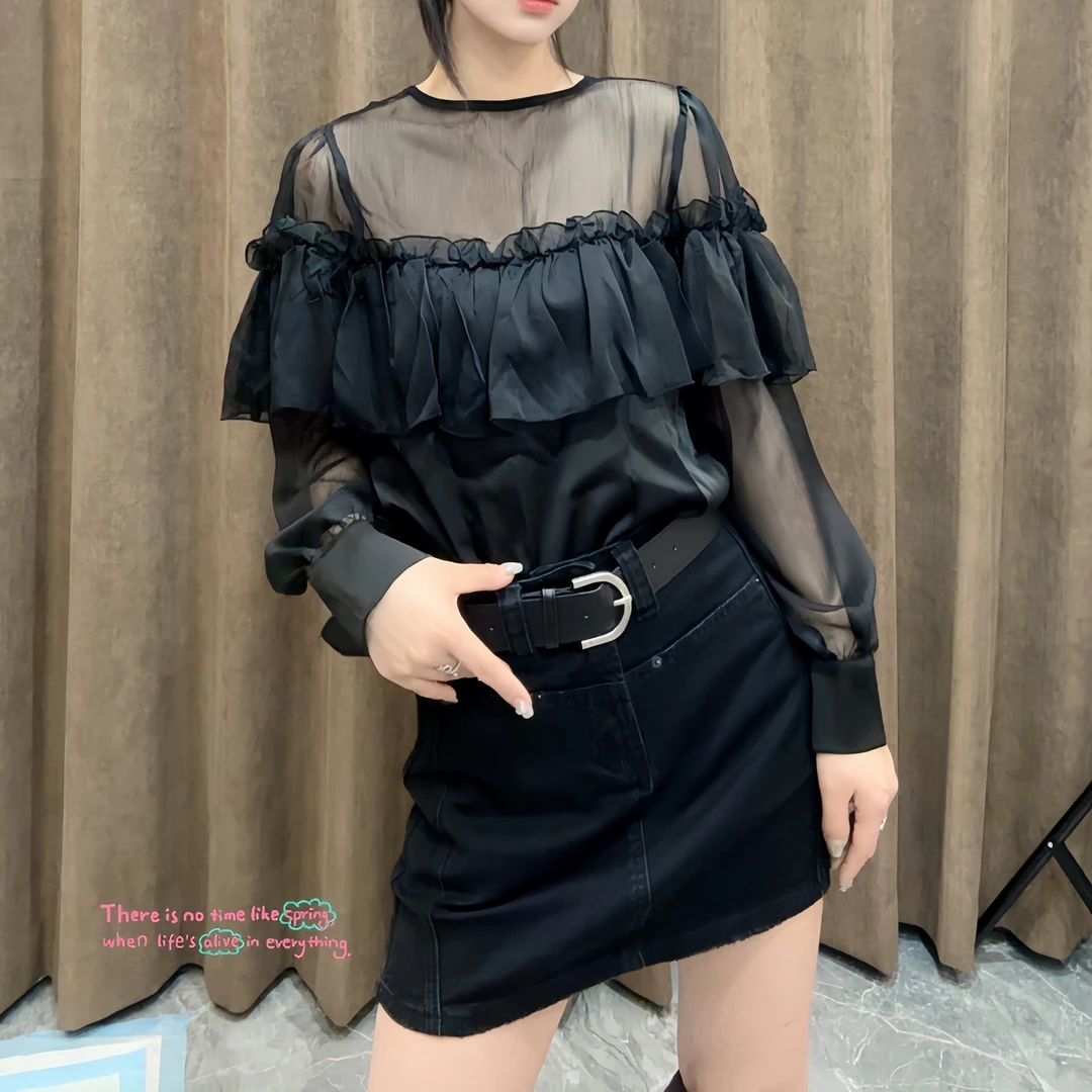 韩版辣妹黑色百搭高腰显瘦牛仔半身裙包臀裙防走光短裙配皮带女