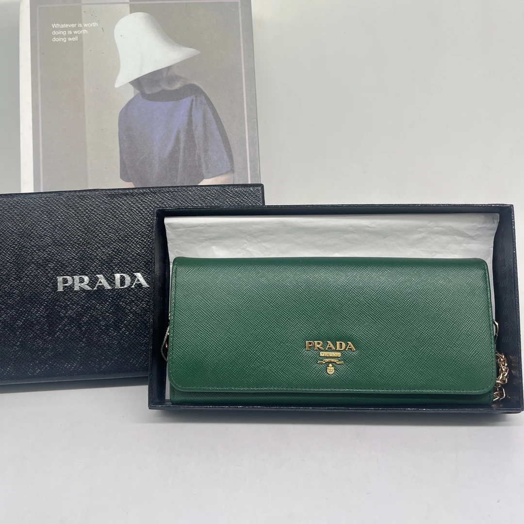 95新 Prada/普拉达 绿色WOC钱夹包/ZH07301047/1047