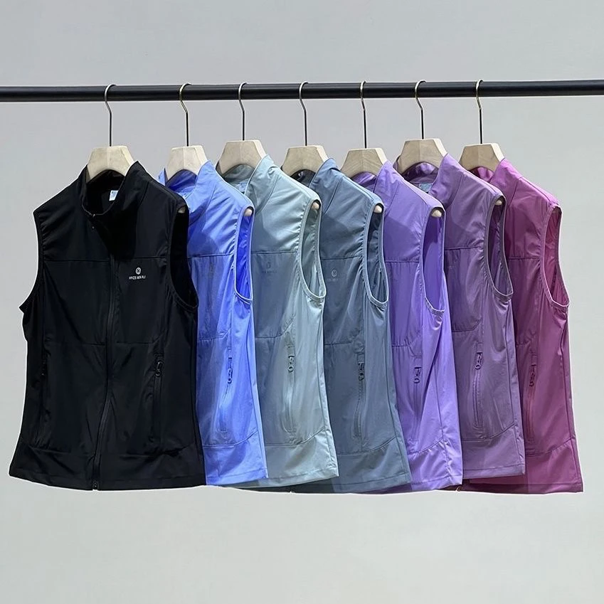 运动速干马甲女士立领夏季防晒透气户外徒步跑步健身背心