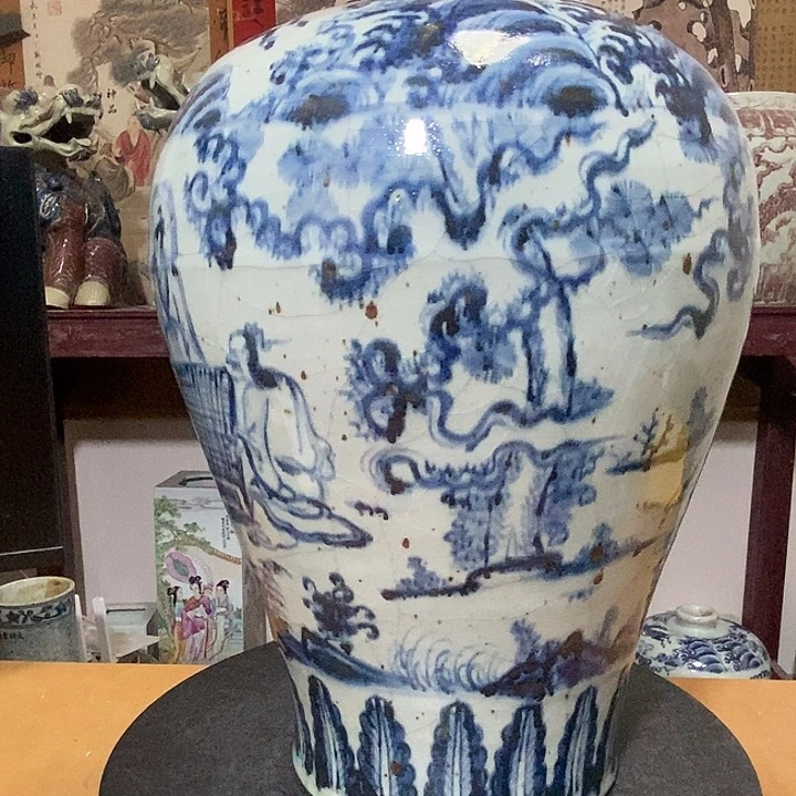 休***道摆件景德镇青花人物梅瓶