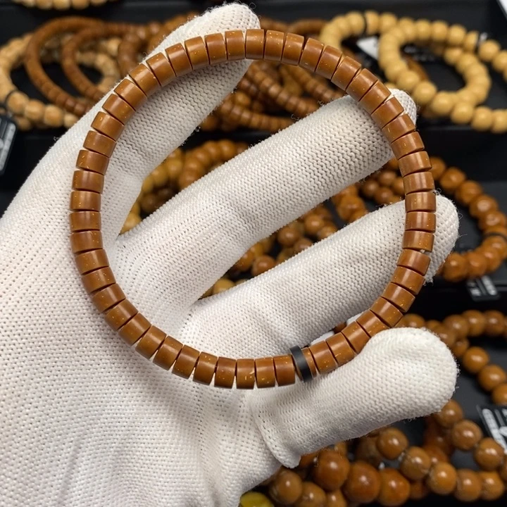 紫金鼠手串纯肉实心药片手串尺寸6×4