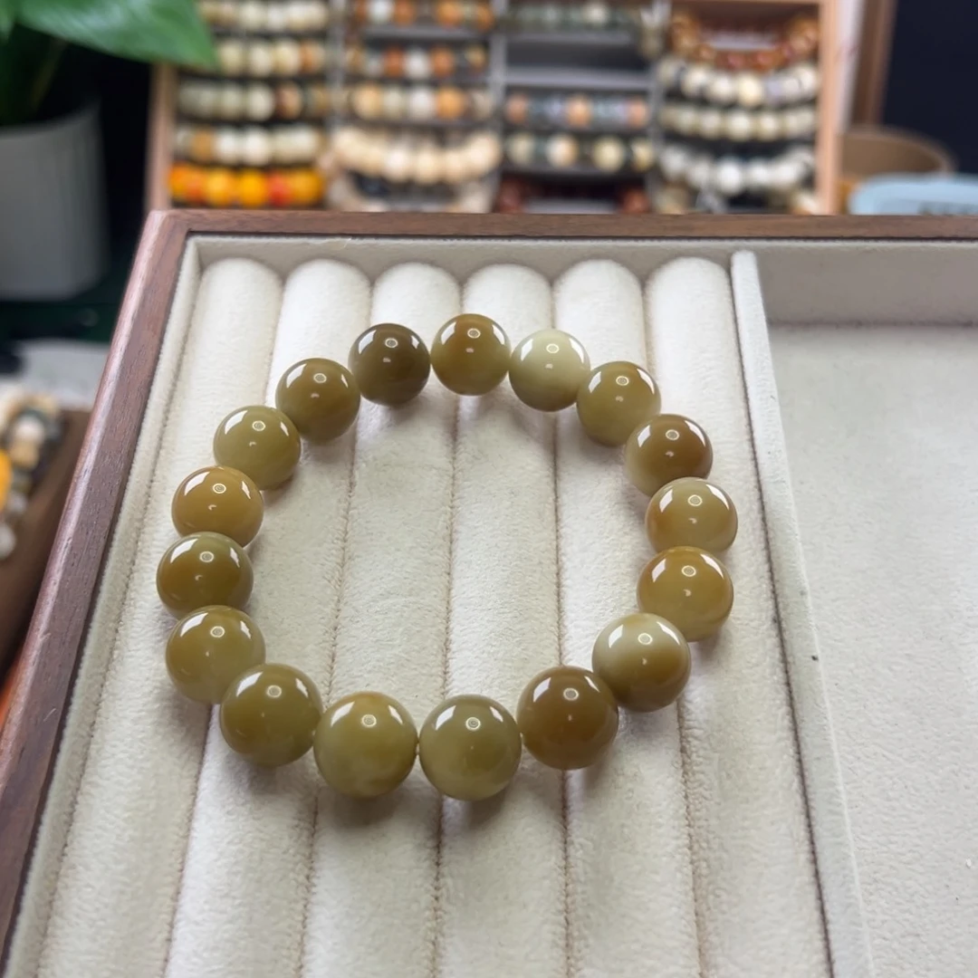 菩提根/象牙果手串卡13圆珠玉化微瑕
