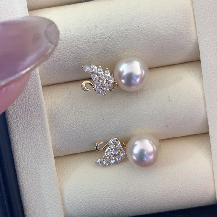 18K金镶嵌耳饰海水珍珠