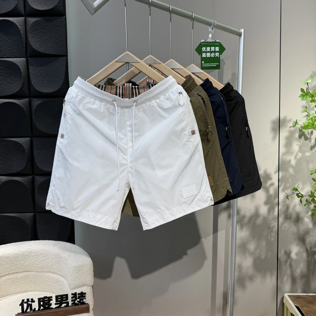 夏季男士吸汗速干简约百搭经典格纹透气五分短裤5575