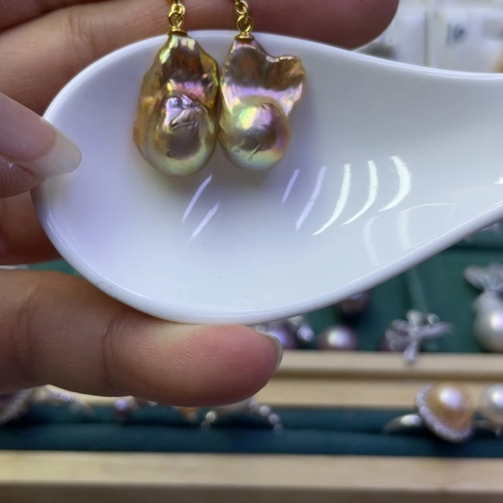 淡水珍珠耳饰银S925镶嵌