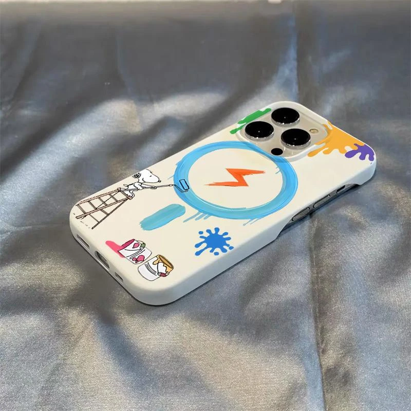 奥菲顿非磁吸刷墙史努比适用iPhone16/15pro苹果14半包手机壳12套