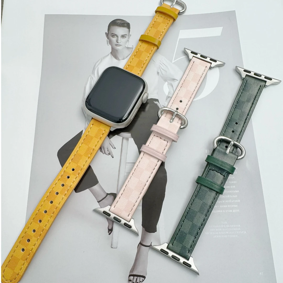 Colin 真皮小蛮腰棋盘格 适用于applewatch1-10SE/Ultra