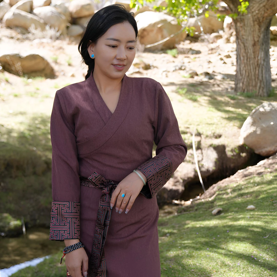 民族服传统藏袍【连袖】搭配拉萨服夏季款藏式女款传统