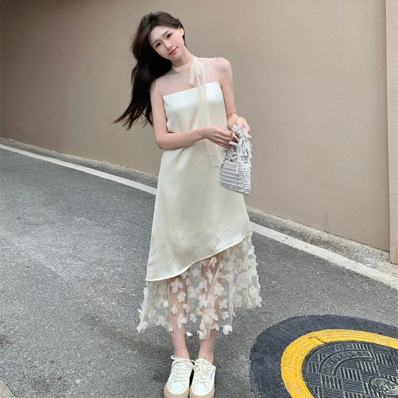通勤显瘦 法式浪漫风拼接连衣裙高级感长裙+拼接双层短款西装外套