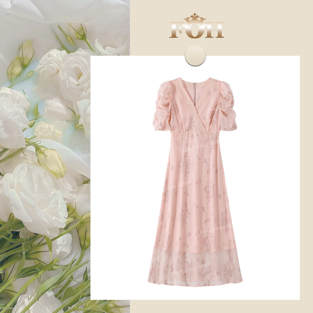 【封后轻奢设计】2025夏新款绝美显白显瘦提花连衣裙3085