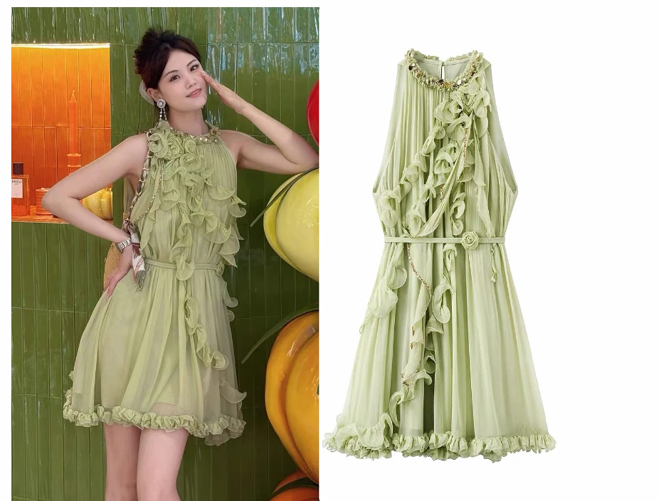 姐魅定制 《LFM绿叶仙踪》新款清新绿人手必入连衣裙