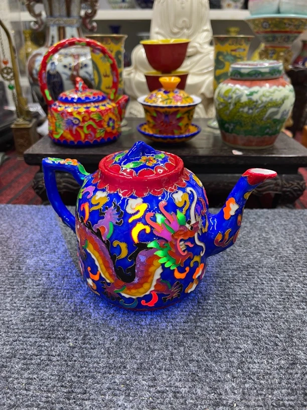 掐丝珐琅彩夜光龙凤壶茶壶