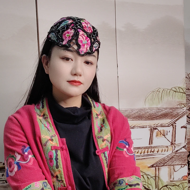 姑苏城原创设计-民族风老绣发箍帽260