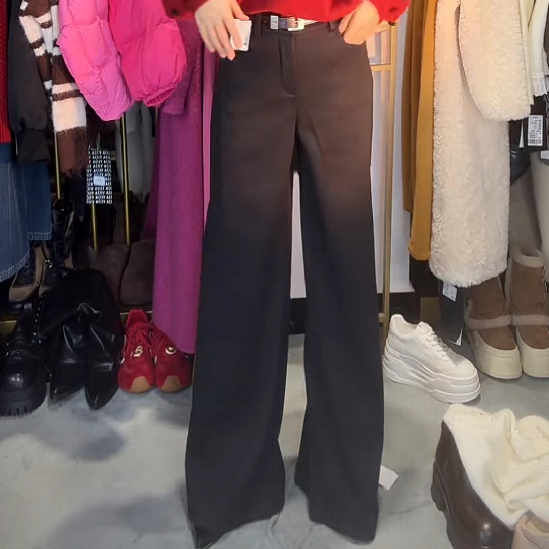 【甲木欧韩原单】阔腿裤羊毛高腰阔腿休闲裤送皮带/娇61600