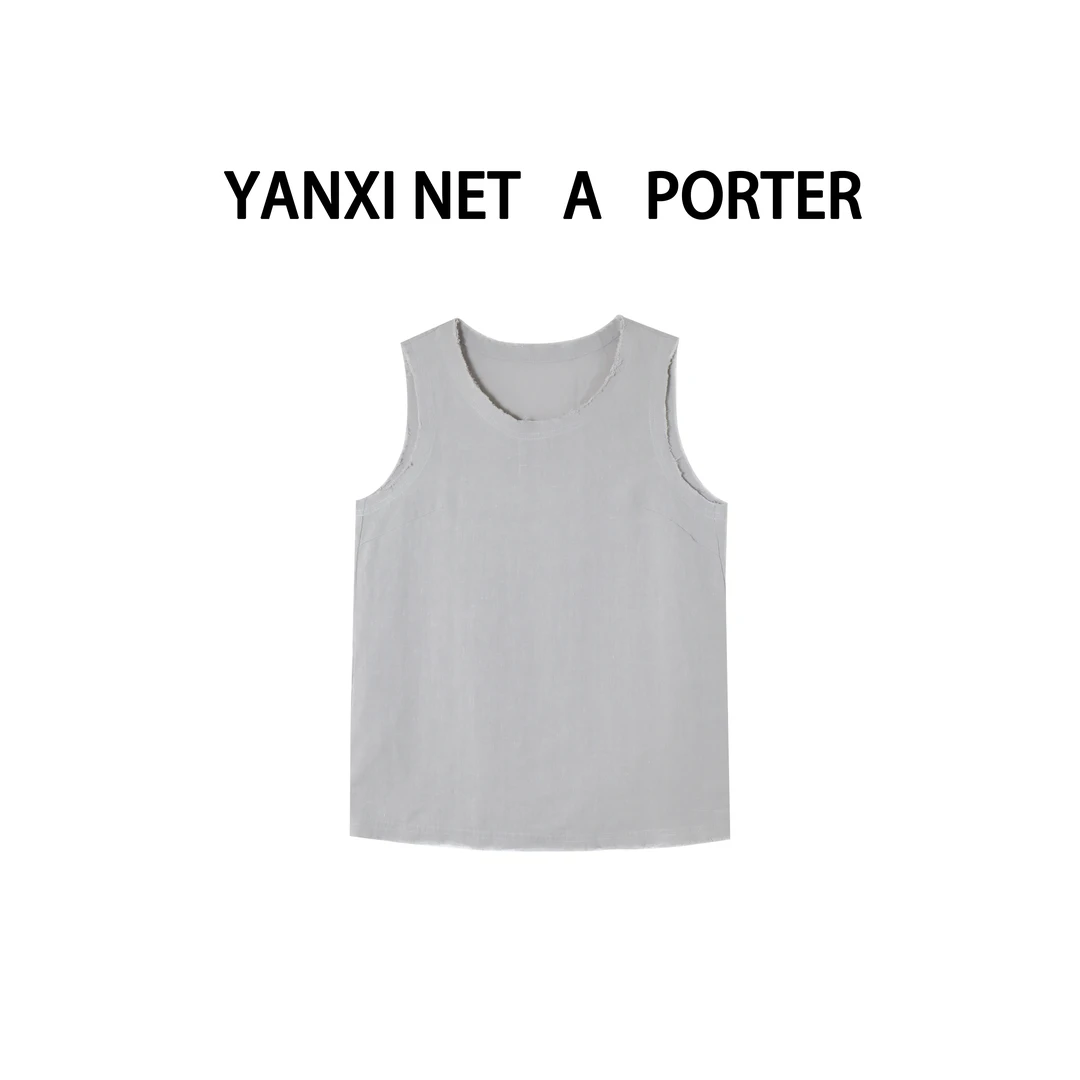 【3.3严选新品】浅灰蓝文艺风麻料背心套装