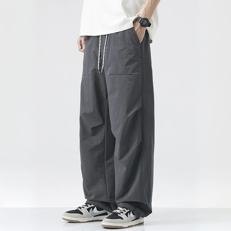 仓石一树男士休闲裤新款夏季美式潮流宽松阔腿拖地裤轻奢痞帅男装