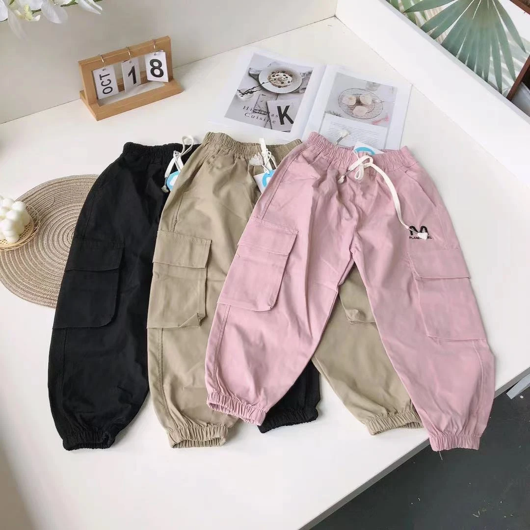 B020儿童新款春秋休闲工装裤M字母807