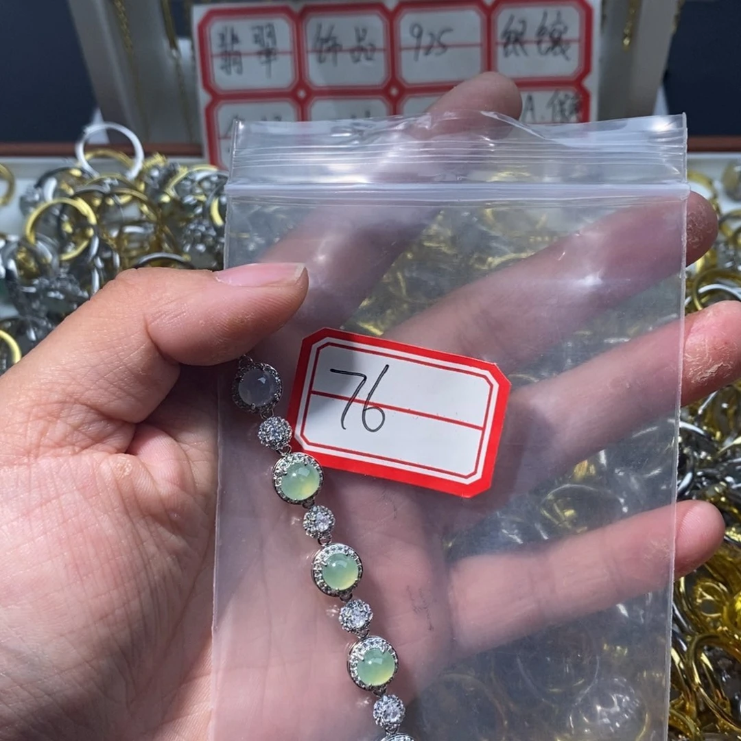 翡翠戒指银S925镶嵌翡翠首饰