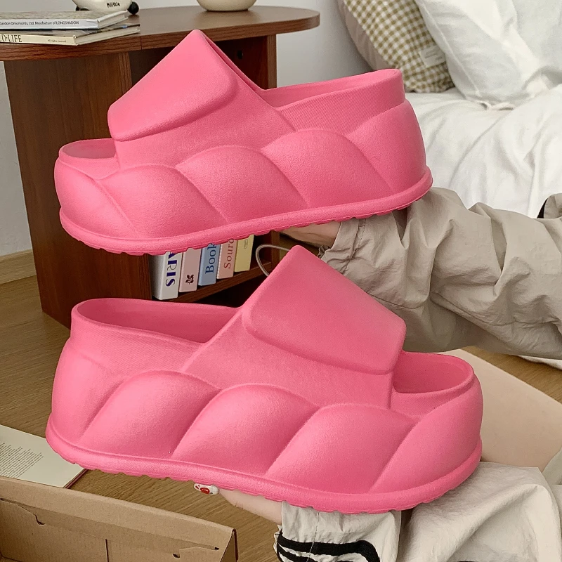 新款高跟一字拖女款夏季外穿厚底7CM增高凉拖鞋时尚网红ins沙滩鞋