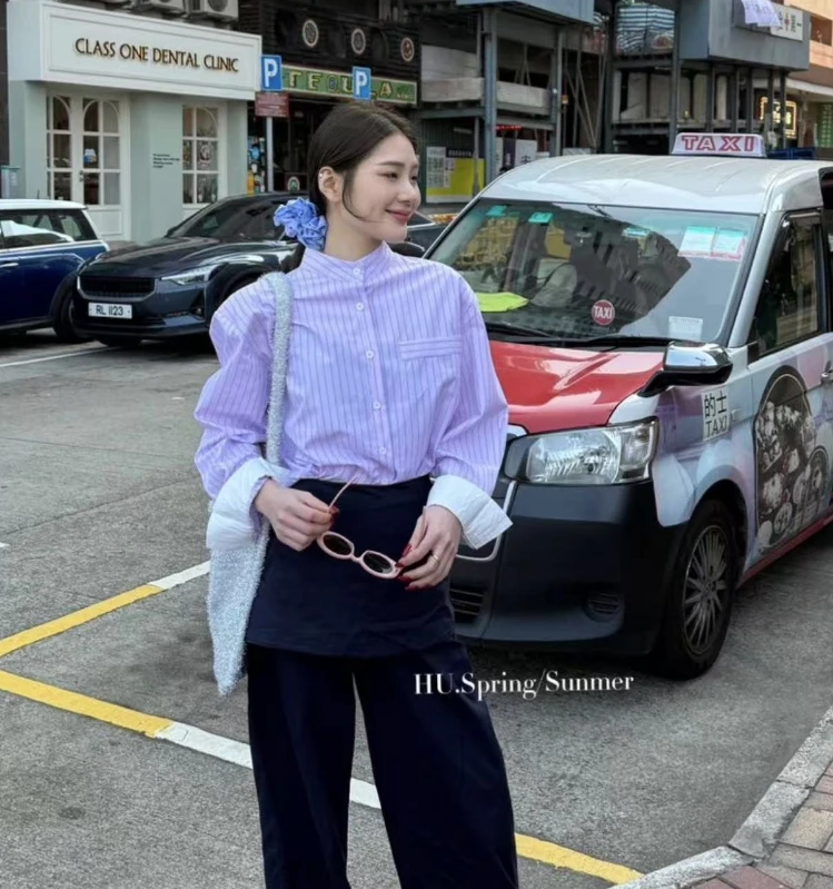 （库）HU#气质休闲条纹衬衫#2501