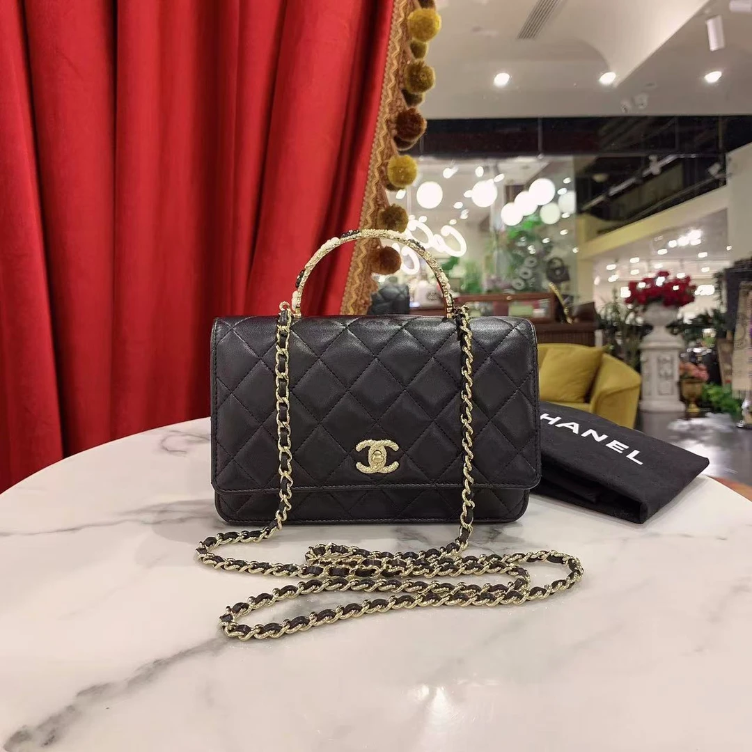95新 Chanel/香奈儿 GGS山茶花黑woc芯片款/11488736