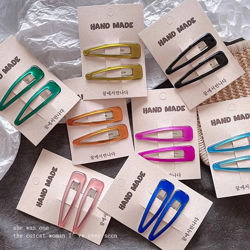 韩国风新款 彩色滴油水滴BB夹刘海夹新款 时尚简约长方形发夹边夹