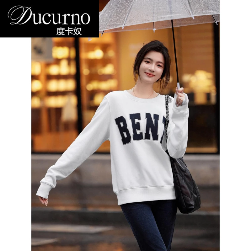 度卡奴美式覆古字母宽松套头时髦卫衣女2025秋季新款长袖早秋