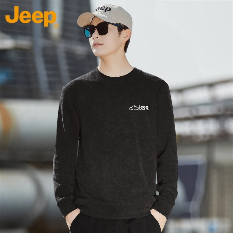 Jeep吉普莱塞尔卫衣男士运动打底上衣服2025年秋季圆领长袖T恤男