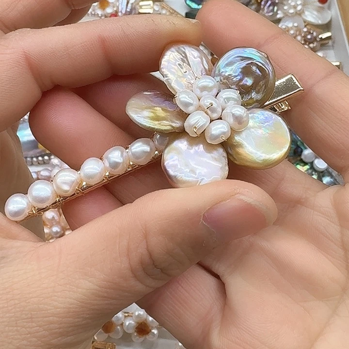 淡水珍珠发饰银S925镶嵌