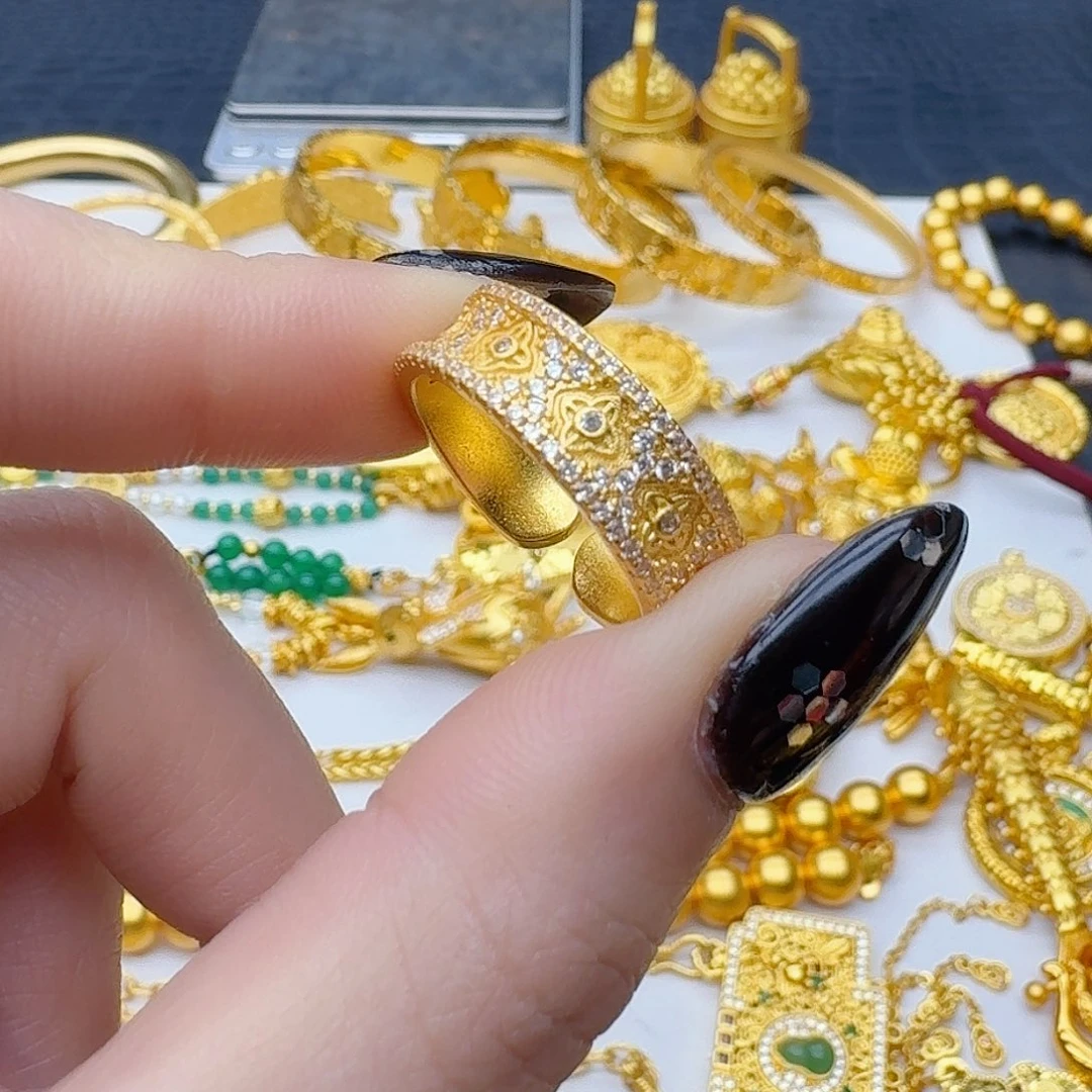 合金合金点钻开口戒指