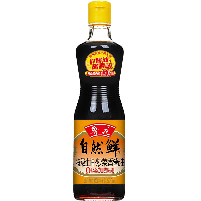 鲁花自然鲜炒菜香系列生抽酱油0添加防腐剂【特级生抽】500ml调味品