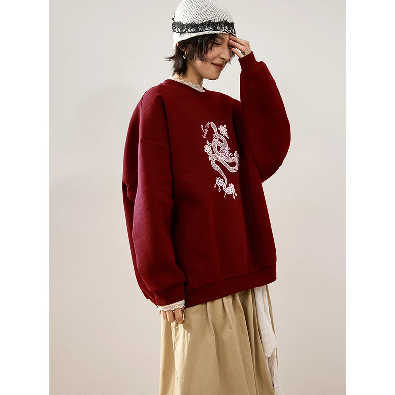 【福利】SAMEUOO散养文化花卉蛇图案针织卫衣休闲宽松圆领春季潮流