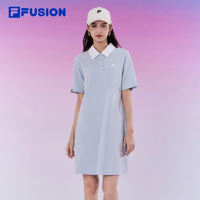 FUSION斐乐潮牌针织连衣裙 2024夏款基础休闲裙子T11W423305