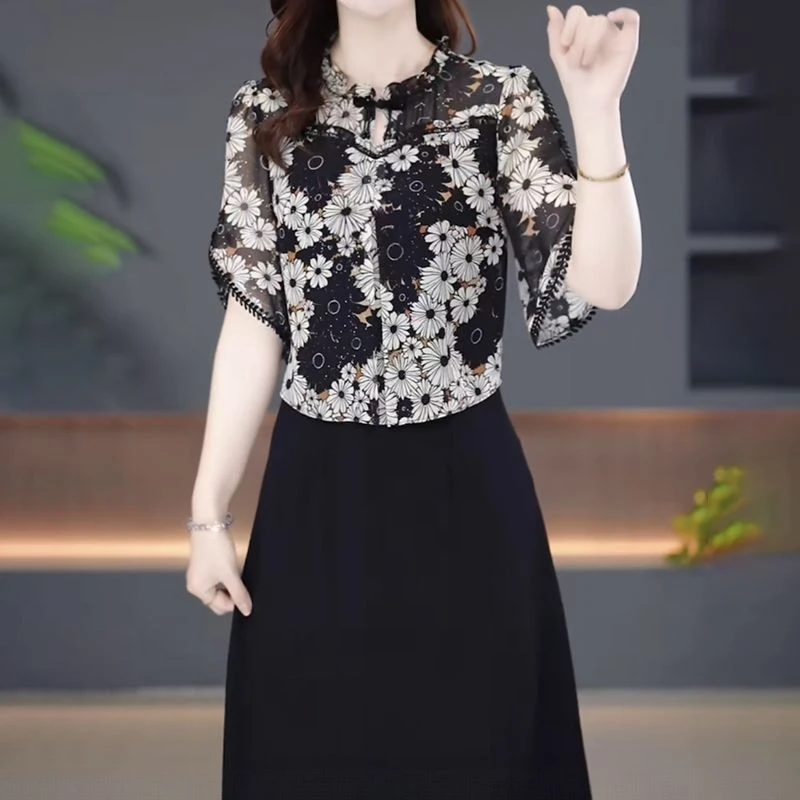 高级冰丽丝时尚洋气简约端庄优雅连衣裙2025夏季新款修身显瘦裙子