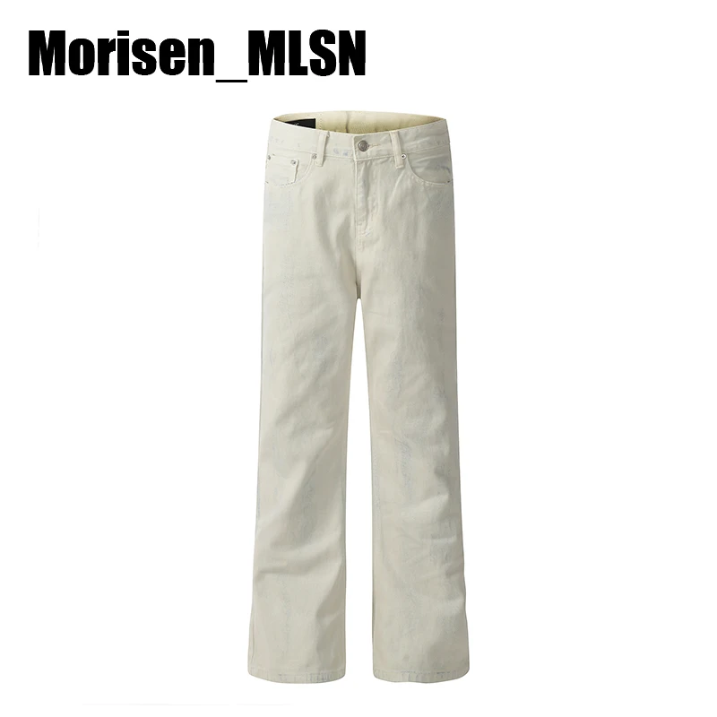 MorisenMLSN美式复古水洗做旧脏脏直筒牛仔裤男女宽松阔腿长裤