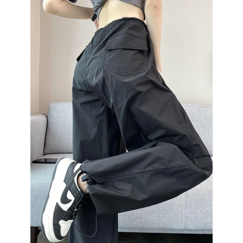 美式冰丝速干工装裤女款夏小个子冲锋裤高腰宽松休闲百搭阔腿裤子