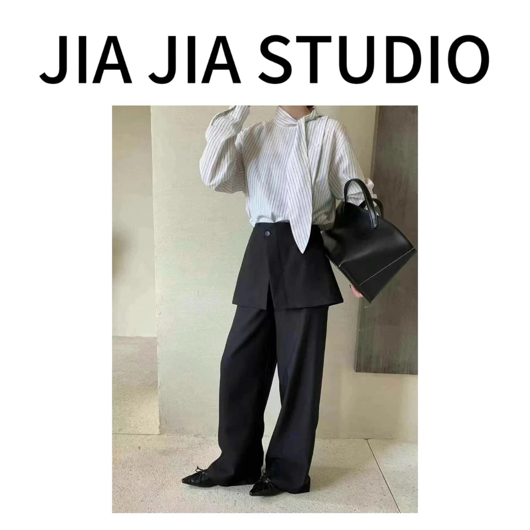 嘉嘉推荐#8011【夏季-可拆卸两件套】显瘦西装微喇屁帘裤
